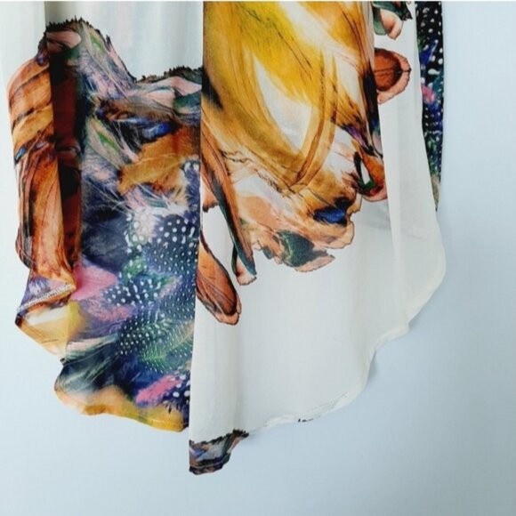 BEDO Silky Colorful Sleeveless Asymmetrical Tunic Blouse Top Hi-Low Hem Sz M/L - Picture 13 of 14